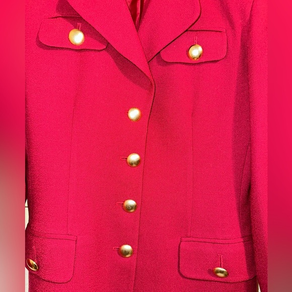 CHRISTIAN DIOR Maroon Blazer Jacket With Goldtone Buttons 100% Wool Size 4  - Picture 4 of 10